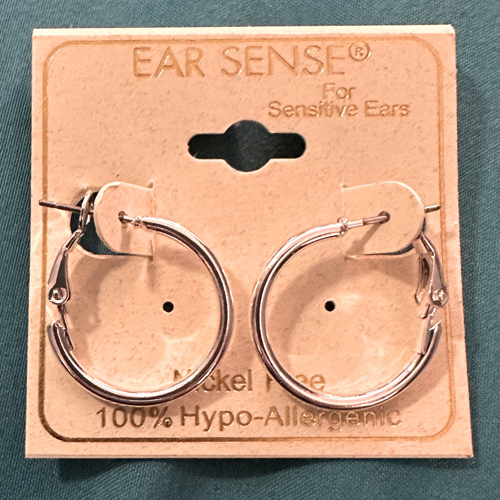 Ear Sense Nickel Free Hypoallergenic Silver Latch Hoops Nwt